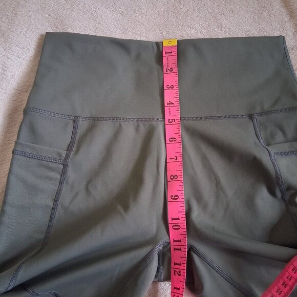 Aerie Women's Size Large Dark Sage Green Chill Play Move Mesh Biker Shorts - Picture 12 of 14